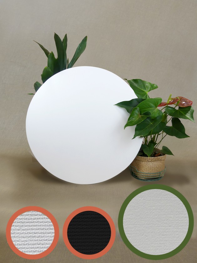 Châssis rond entoilé avec toile blanche en polyester grain fin – Master Toiles