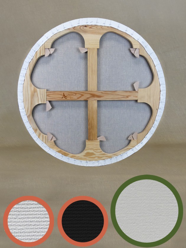 Châssis rond 40 cm avec toile blanche polyester/coton grain moyen – Idéal pour vos créations – Master Toiles