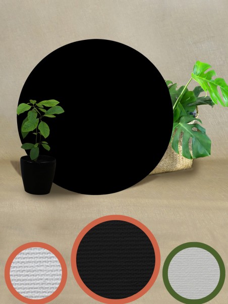 Support rond 40 cm avec toile noire élégante, grain moyen pour œuvres modernes – Master Toiles.