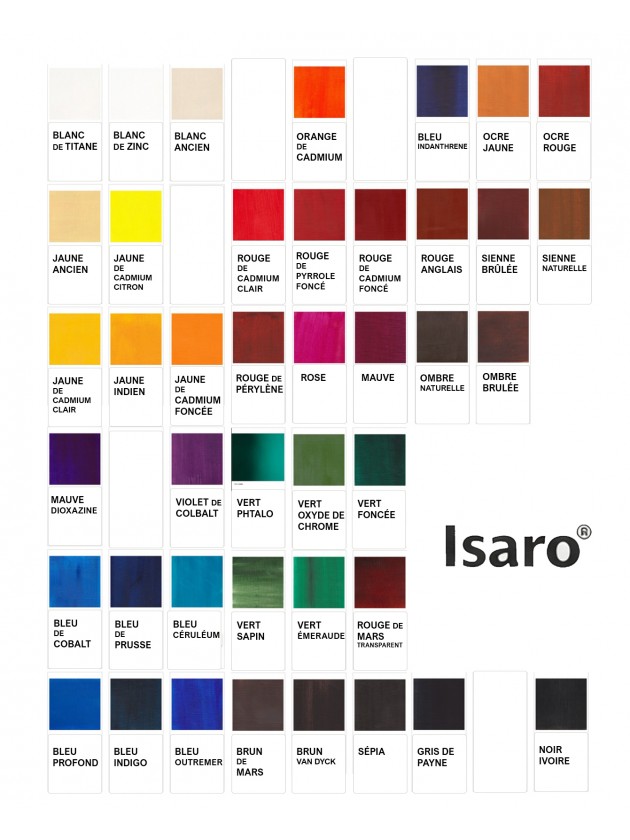 peinture à l'huile Isaro, nuancier,qualité supérieure.